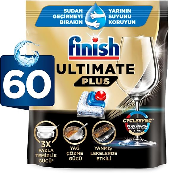 Finish Ultimate Plus 60 Kapsül Bulaşık Makinesi Deterjanı Tableti (1 x 60 Kapsül)