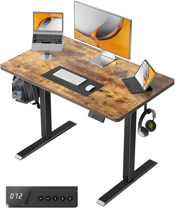 FEZIBO Electric Standing Desk 100 x 60cm with One Piece Desktop