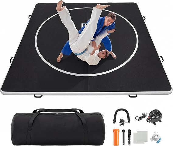 Inflatable Wrestling Mat 13FT x 4IN, PVC Portable Wrestling Mats for Home, 4" Thick Jiu Jitsu Mats with Circles for Wrestling, Martial Arts, Jitsu, BJJ, Boxing, MMA, Judo Indoor Outdoor Use