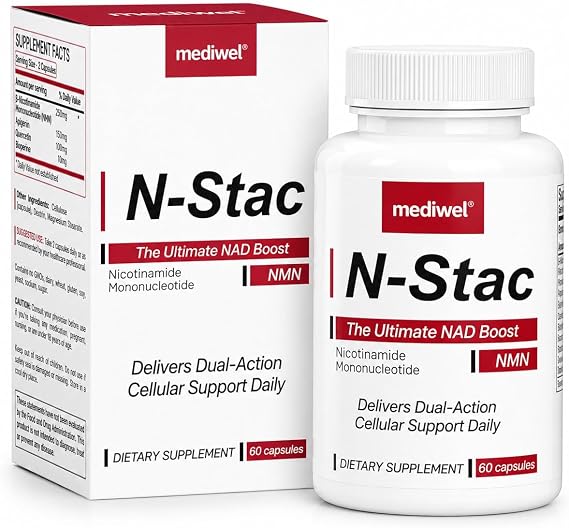 N-Stac 500mg NMN Supplement | High-Purity Nicotinamide Mononucleotide with Apigenin & Quercetin | Research-Driven NAD+ Support | Third-Party Tested | 60 Capsules