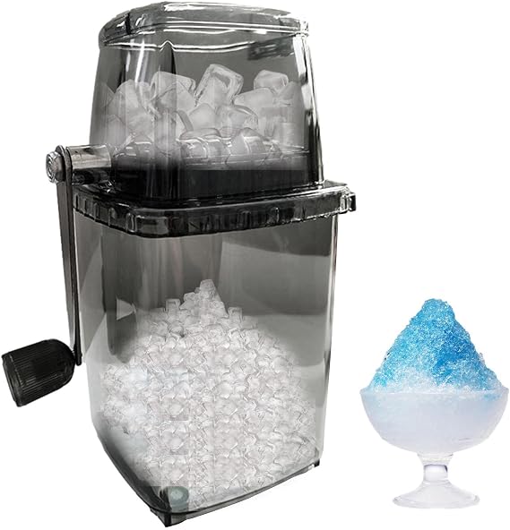 Ice Shaver, Hand Crank Ice Maker | Portable Ice Crusher and Shaved Ice Machine with Free Ice Cube Tray for Snow Cones