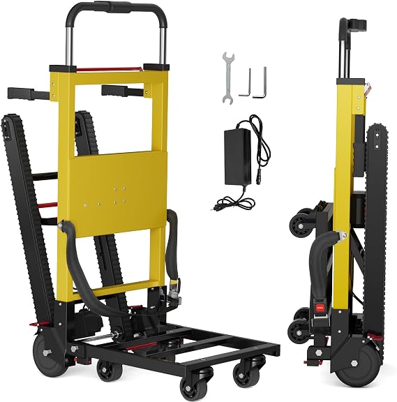 Electric Stair Climbing Dolly, 3 Adjustable Speeds and 485lbs Max Load Capacity, Powered Stair Climber Dolly with 6 Wheels Motor Battery Powered for Furniture Family Logistics Warehouse