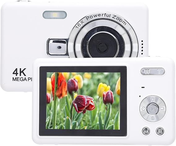 4K Digital Camera, 50MP Digital Point Shot Camera with 16x Zoom Image Stabilization, 2.4" Screen, Selfie Camera for Toddler, Compact Camera for Boys and GirlsNO Memory Card