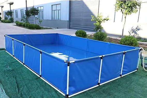 Aquarium Pool Pond with Transparent Clear Viewing Panel and Drain Valve, PVC Canvas WSteel Frame for Display Show Tank 200  100  50cm