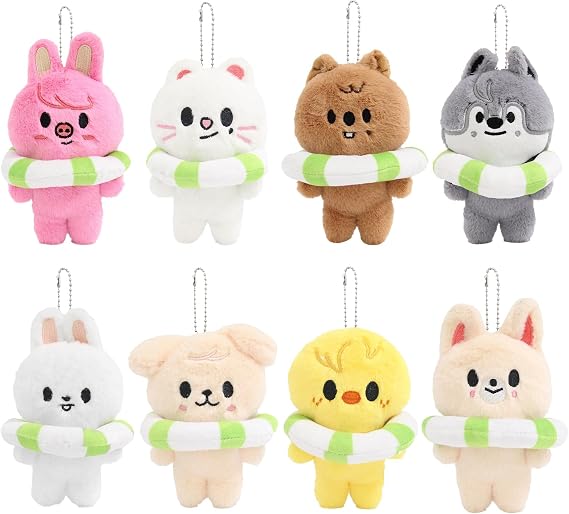 8pcs Skz Plush Keychains, Stray Plushies Keyrings, Stray Mini Plushdoll