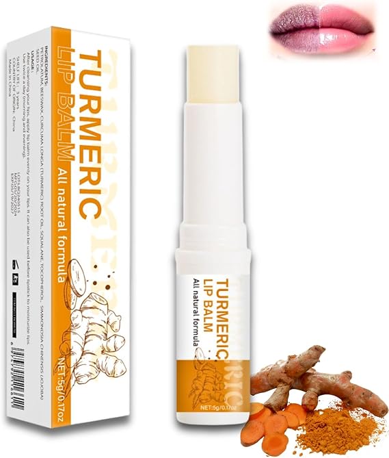 Turmeric Lip Balm for Dark Lips,Brightening Balm for Smokers&Non-Smokers,Lip Lightening, Fade-Lip-Discoloration and Repair for Dry Cracked Lips, Deep Moisturizing Highlighter