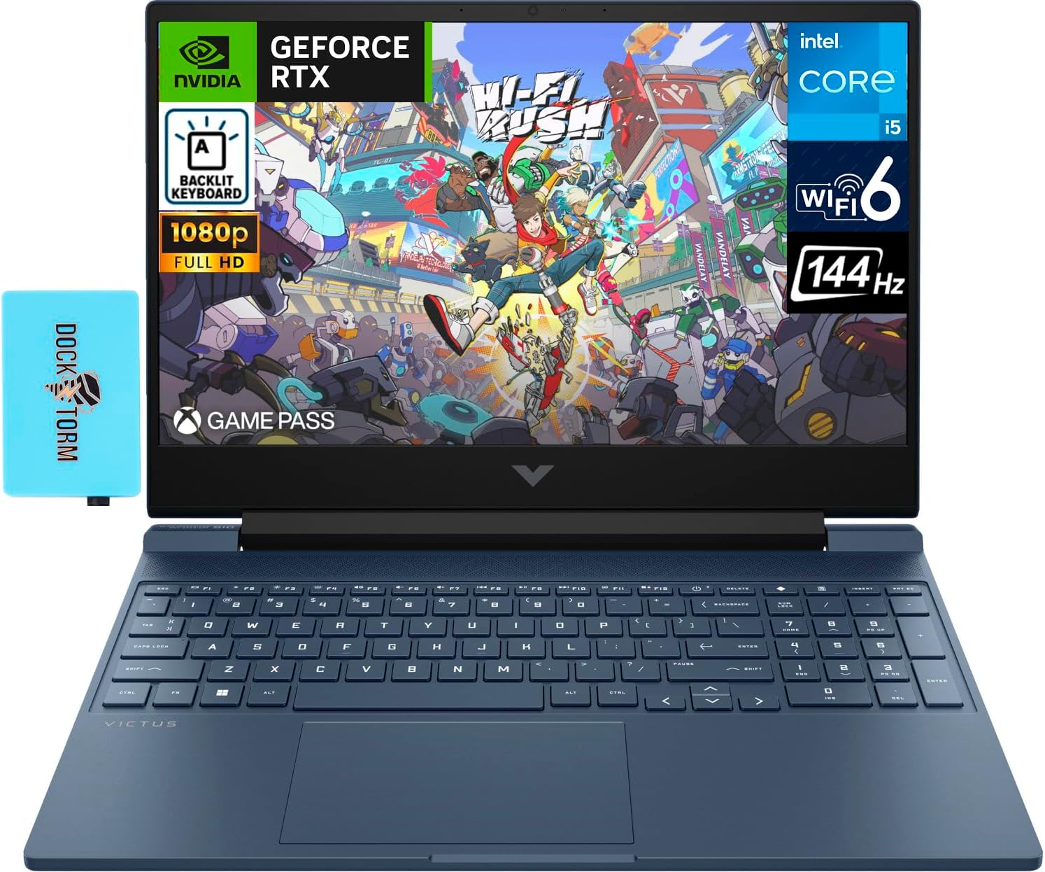 HP Victus Gaming Laptop 15.6 144 Hz IPS FHD Display Intel i5-12450H, GeForce RTX 3050 4GB, 64GB RAM, 512GB SSD, Backlit KB, WiFi 6, Bluetooth 5.2, Webcam,Win 11 Home wDKZ Hub USB Port Expander