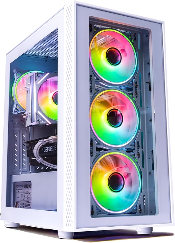 NOVATECH Phantom - Prebuilt Gaming PC Desktop Computer - Core Xeon i7 3.5GHz - RX580-16GB RAM - 512GB M.2 SSD WiFi/BT, Win 11 - Gaming Computer Tower - Pre Built PC Gaming - (White)