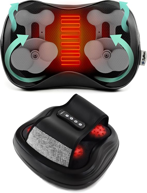 Zyllion Shiatsu Back Massager (Black) and Foot Massager (Black) Bundle