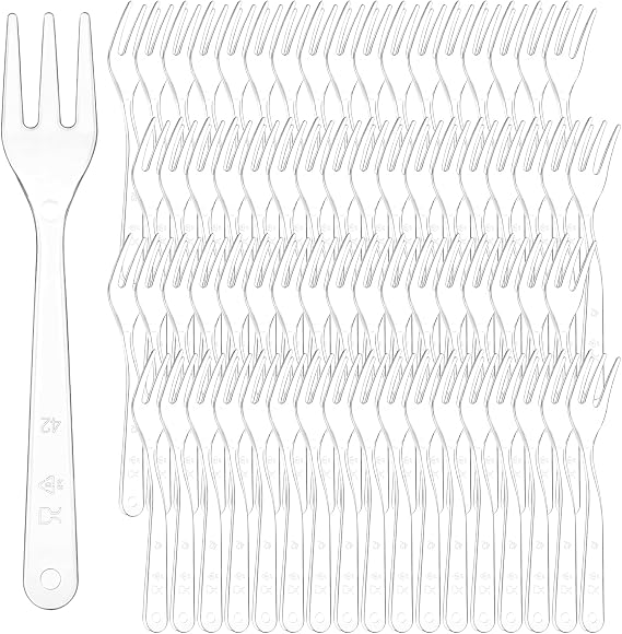1000 Pcs Plastic Mini Forks, 3.7 Inch Clear Mini Tasting Fork Small Dessert Fork, Disposable Tiny Appetizer Forks, Exquisite Tiny Utensils for Fruit Cakes Party Serving Supplies