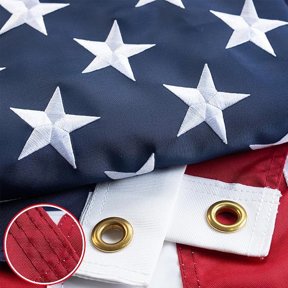 Bradford Embroidered 420D American Flag 3x5 ft Outdoor, Heavy Duty US USA Flags Thicker Nylon Material with 2 Brass Grommets, America Flag for All Weather Outside Longest Lasting
