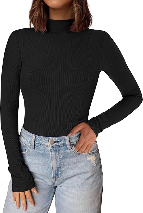 PRETTYGARDEN Womens Mock Turtleneck Fall Long Sleeve Shirts