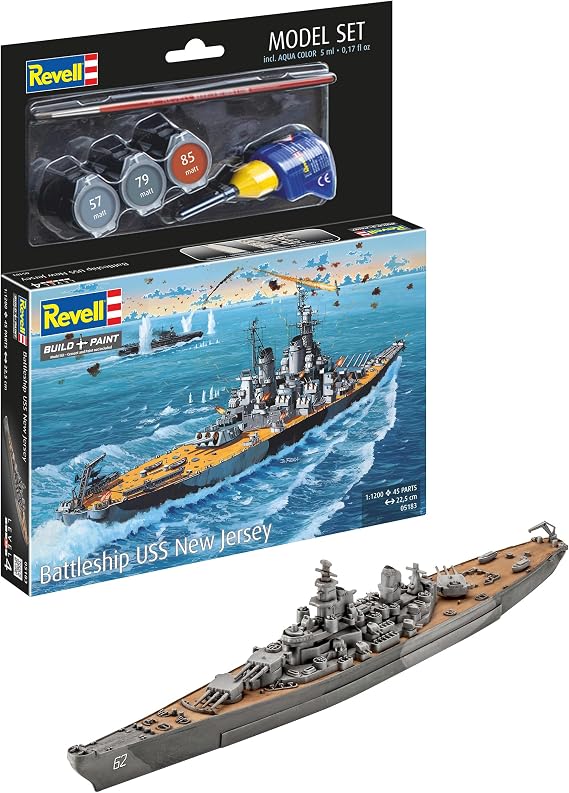 Model Set Battleship USS New Jersey-Revell model kit with basic accessories