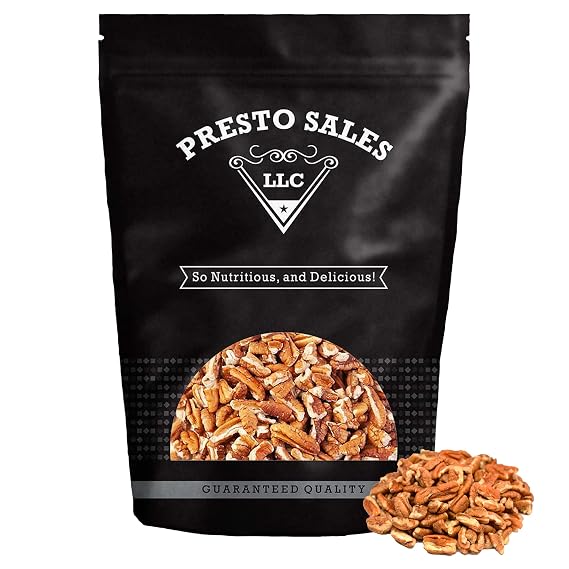 Presto Sales Pecan Large Pieces 16 oz | Raw, Unsalted, Natural | Non-GMO, Keto/Paleo, Vegan | Resealable 1 lb Bag