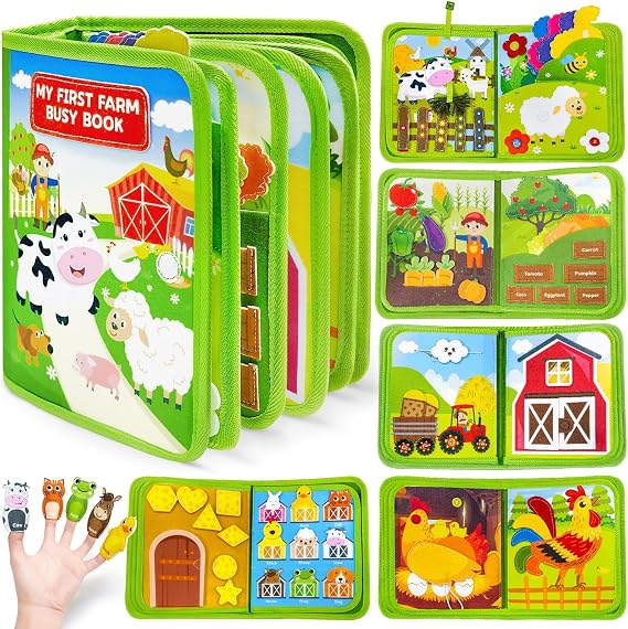 Busy Book for Toddlers 1-3, Montessori Toys for 1 Year Old Boy Girl Gifts