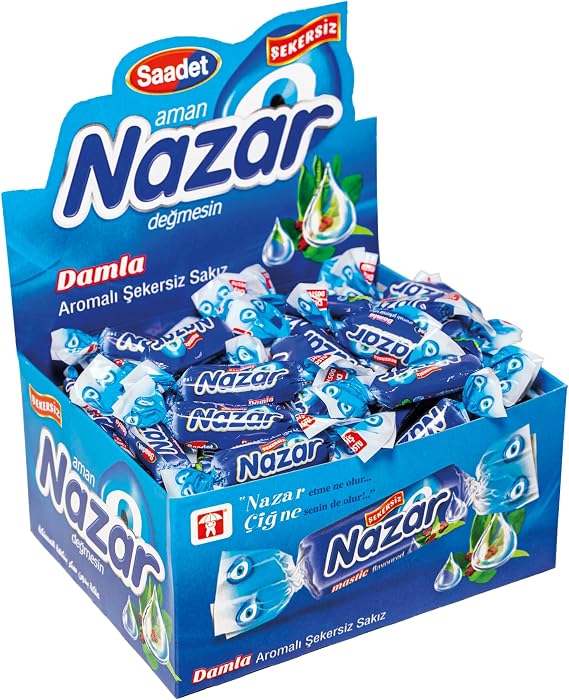 Nazar Şekersiz Nane Aromalı Sakız Damlaları 100 Adet