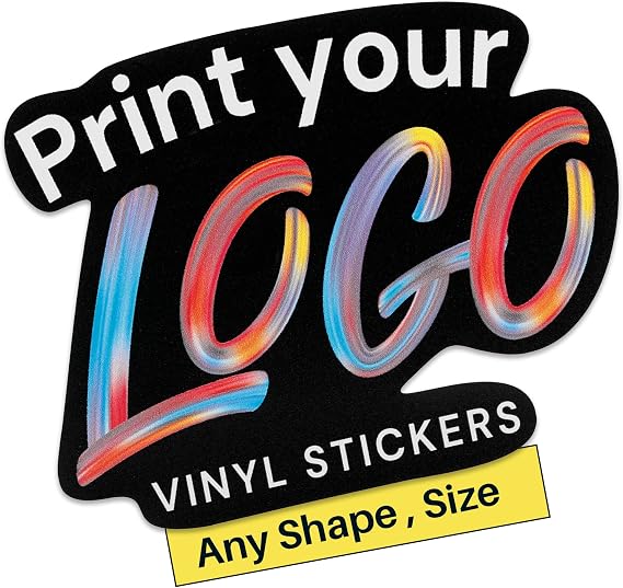 Personalised Waterproof Vinyl Stickers Decals- Contour Cut Custom Product Labels Sheet, Circle Large Logo Stickers, Durable Weatherproof Design for Business and Personal Bottle Label (Custom Shape)