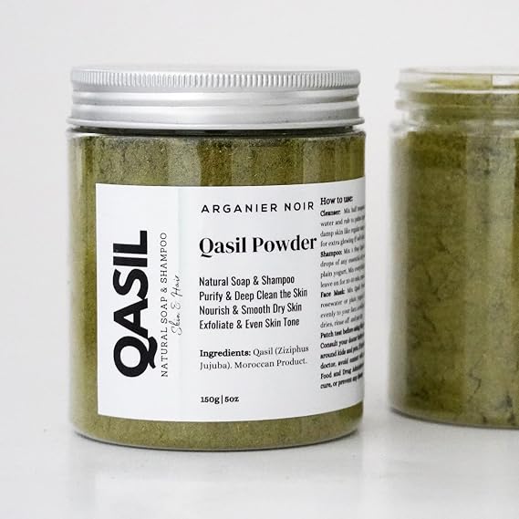 Arganier Noir Qasil Powder Natural Soap, Hair Mask and Shampoo. Leaves skin and hair deeply clean and nourished. 150g