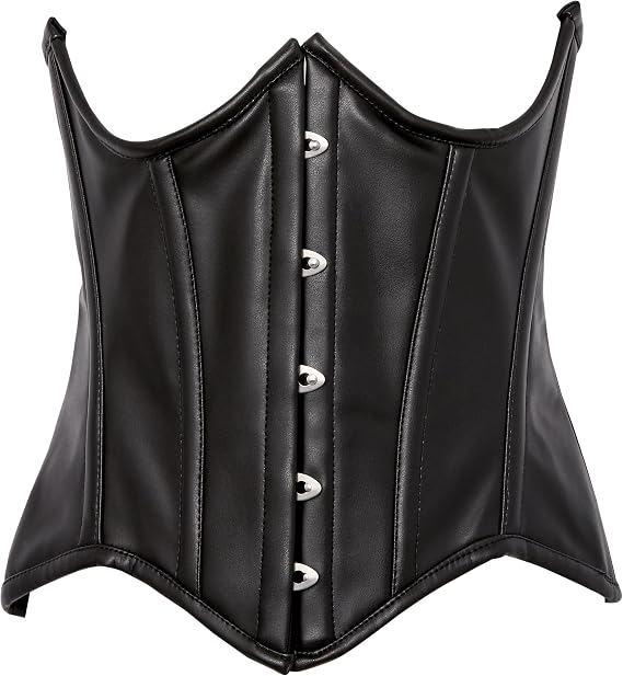 Daisy corsets Women's Top Drawer Faux Leather Steel Boned Underwire Curvy Cut Waist Cincher Corset