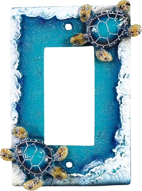 BestGiftEver Nautical Single Rocker Switch (1 Gang) Decorative Plate | Sea Turtle and Ocean Waves Design, Coastal Home Decor, Unique Lighting Accents