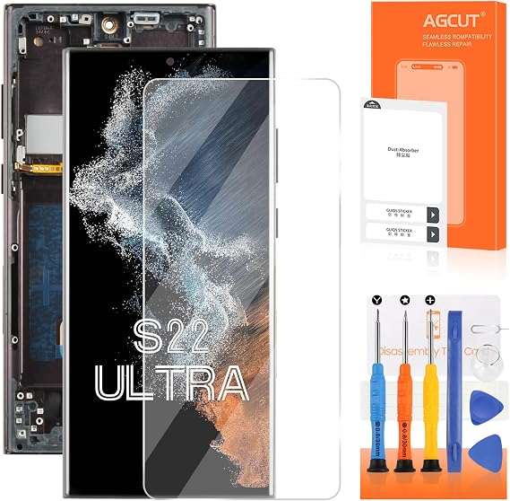 INCELL for Samsung Galaxy S22 Ultra Screen Replacement for Samsung S22 Ultra LCD Display S908B SM-S908U1 LCD Digitizer Touch Screen Assembly with Frame (US Version,No Fingerprint)