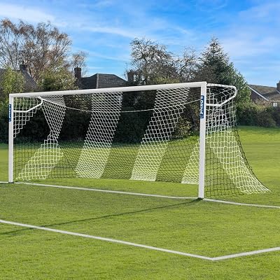 Forza White & Black Striped Soccer Goal Net - 24ft x 8ft Full Size Replacement Soccer Nets