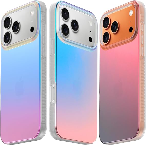 LONLI Hue for iPhone 17 Pro Case Dynamic PrismGlow Holographic Iridescent Phone Cover, Slim Shock-Absorbing Protection, Cute Aesthetic Case for Women & Girls
