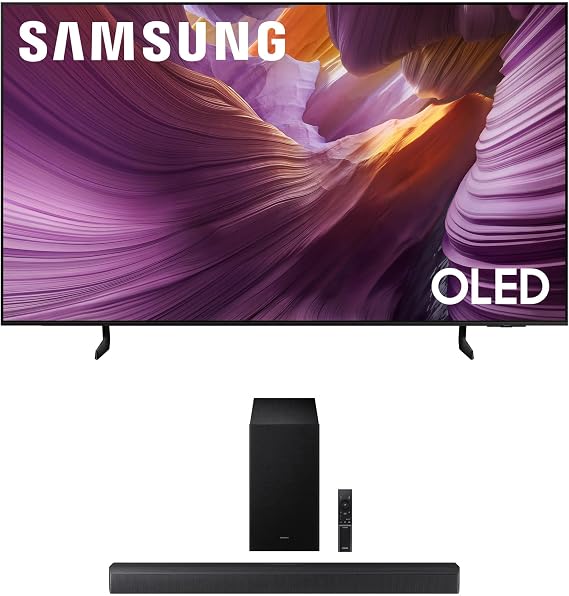 Samsung QN55S85FAFXZA 55 Inch OLED HDR 4K Smart TV with a HW-B630F B-Series Soundbar 3.1 Ch and Subwoofer with Dolby Audio (2025)