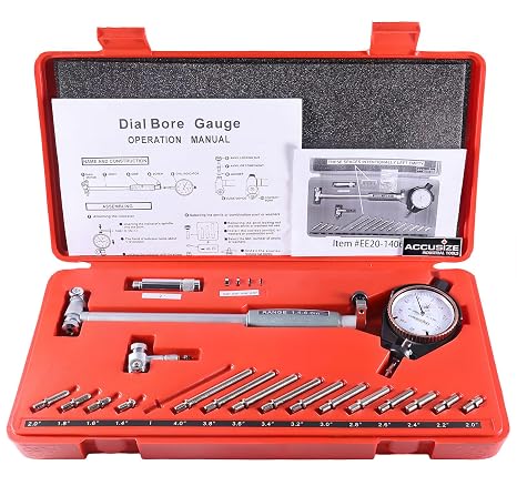 Accusize Industrial Tools Dial Bore Gauge Set, 1.4-6 inch Measuring Range, 0.0005'' Graduation Interval, Ee20-1406