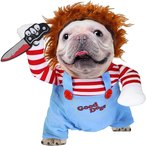 GOYOSWA Dog Halloween Costumes, Pet Deadly Doll Dog Costume Funny Dog Costumes Dog Halloween Costume Clothes for Small Medium Large Extra Large Dogs Pets (Medium)