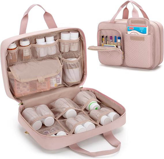 Damero Large Medicine Organizer for Large Pill Bottles, Misty Rose