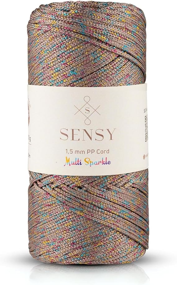 Multi Sparkle Simli Çok Renkli İp 100 Gr Polyester Makrome İpi 1,5 Mm - 150 M (Vizon)