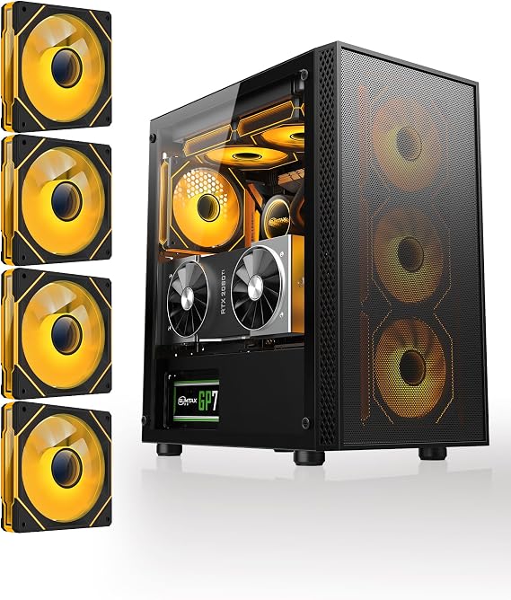 Micro-ATX Computer case with 4pack 120mm ARGB Fans