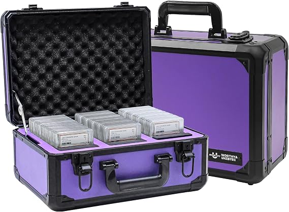 Graded Card Storage Box; Durable Sports, PSA Card Storage Case- Trading Card Storage Box - PSA Slab Case (PURPLE, 14.17x11.2x7 inches)