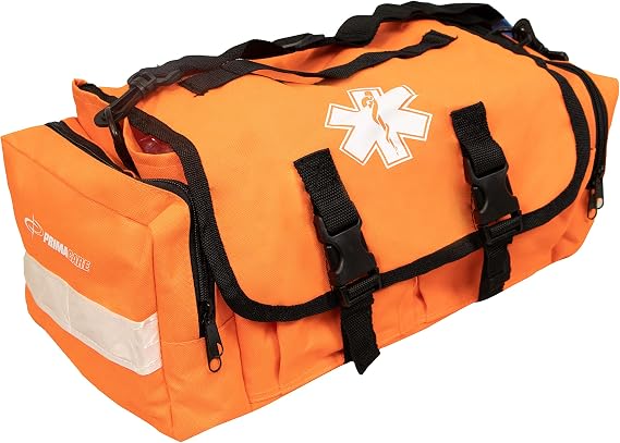 Primacare KB-RO24 Empty First Responder Bag, 16"x8"x7", Professional Compartment Kit Carrier for Trauma and Emergency Medical Supplies, Orange