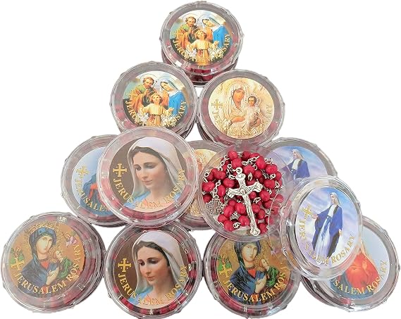 Twelve (12) Rose Scented Catholic Rosaries Necklaces in Gift Boxes