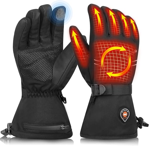 Rechargeable Heated Gloves for Men Women, Electric Heating Motorcycle Glove