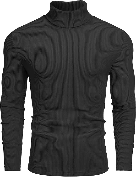 COOFANDY Men's Ribbed Turtleneck Sweater Casual Basic Long Sleeve Knitted Pullover Sweater