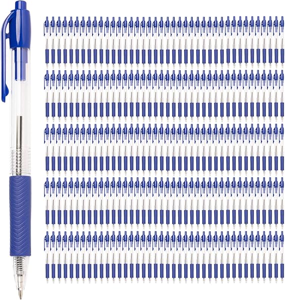 Simply Genius Blue Ballpoint Pens - 200 Bulk Pens, Retractable, Blue Ink - Smooth Writing & Ergonomic for Note Taking & Journal Supply