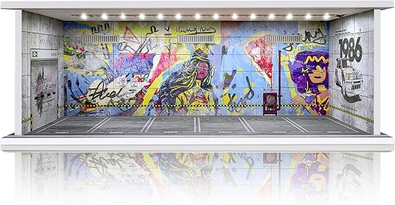 1/64 Scale Cars Display Case: Toy Car Parking Garage (Graffiti 1986 )