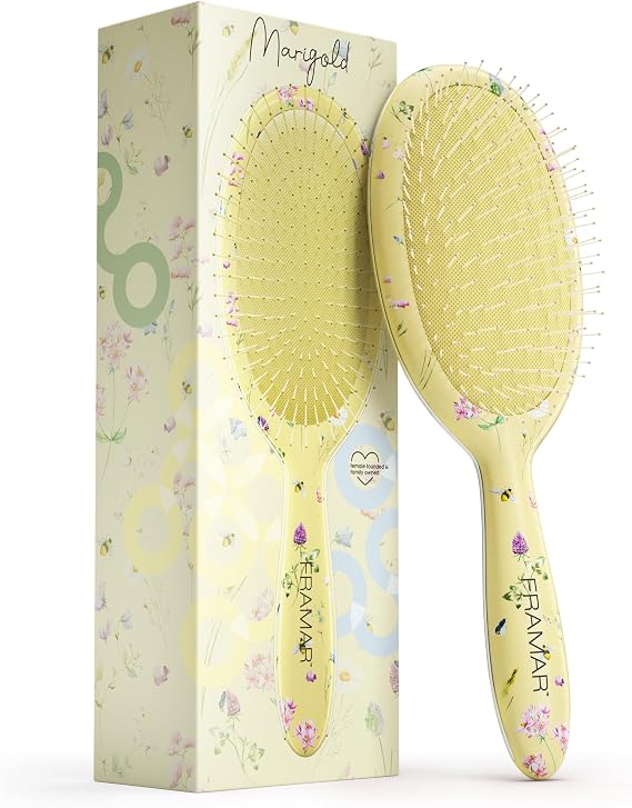 FRAMAR Wet Hair Brush Women – Detangle Hair Brush, Hairbrushes For Women, Hairbrush, Hair Brushes, Effortlessly Detangles and Saves Time – Yellow Flowers
