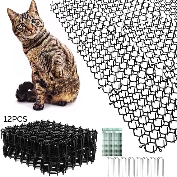 12 adet kedilere karşı dikenli kafes, 20 x 15 cm, kedi kovucu mat, dikenli ızgara, kedi kovucu mat, kedi koruma matı, sivri uçlu, evcil hayvan kovucu mat, vahşi hayvanlar için