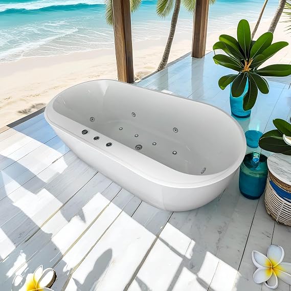 67" x 31" Whirlpool Bathtub, Air Bath Soaking Combination Tub with Adjustable Speed Air Blower and Air type control switch, UL Certified, cUPC Certified, White