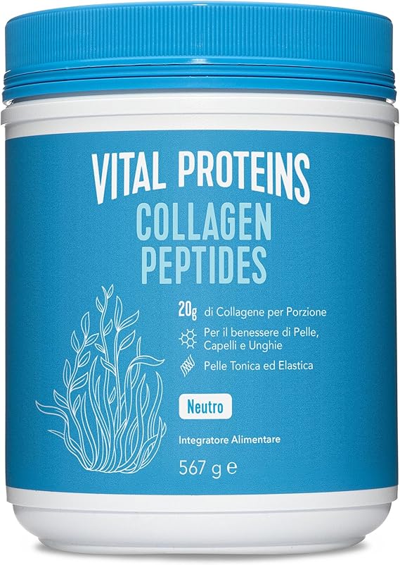 Vital Proteins Collagen Peptides Powder Supplement (Type I, III) - Collagene idrolizzato - Non-GMO - Senza latticini e glutine - 20g per porzione - Non aromatizzato 567g Canister