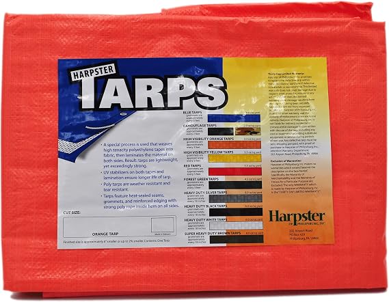 High Visibility Orange Tarp 3.3 OZ., 12'x20'