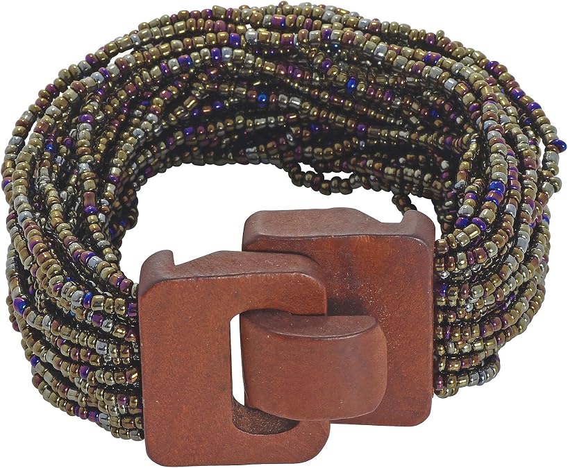 Coiris Multi Layers Seed Beads Wide Bangle Strand Bracelet for Women (BR1167)...