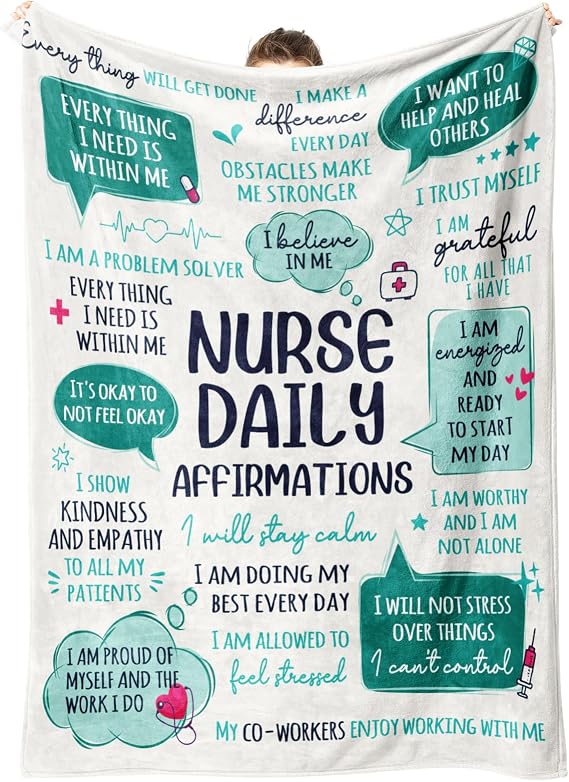Craftique Nurse Gifts for Women Men, Nurses Week/Day/Appreciation Gifts- Soft Nurse Blanket with Daily Affirmations- LPN RN Gifts for Nurses, Nursing