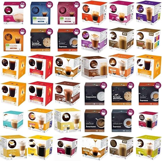 Pick Any 3 Boxes of Compatible with Dolce Gusto Machines Coffee Pods, Pick from 40+ blends Latte, Espresso, Tea, Cappuccino, Chocolate, Caramel, Decaf