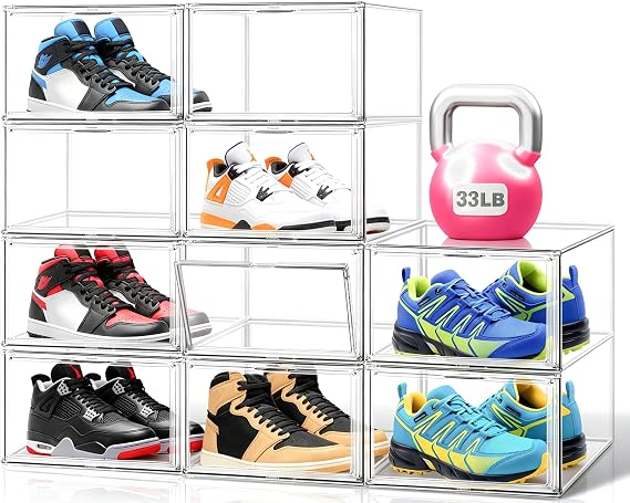 Acrylic Shoe Boxes Sneaker Storage for Sneakerheads Clear Plastic Stackable Boot Shoe Collectibles Display Case