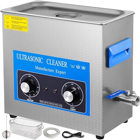 VEVOR Ultrasonic Cleaner 6.5L Professional Ultrasonic Cleaner 180W with Heater and Timer Ultrasonic Cleaning Machine Suitable for Deep Cleaning of Jewelry Watches and Glasses